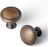 Goo-Ki 12 Pack Antique Brass Drawer Knobs Kitchen Cabinet Hardware - Single Hole Bar Handles Pull fo