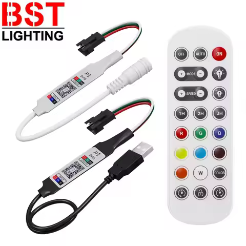 USB/DC WS2811 WS2812B Smart RGBIC LED Controller 2.4G 24Keys Remote Bluetooth APP For WS2812 RGB Pix