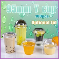 ✤ ▬ ∏ 100pcs  milk tea cups with lid （12oz/16oz/22oz）disposable Dabba Cup with Set Lid / Dabba Lids