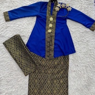 BAJU KEBAYA KLASIK KANAK-KANAK SONGKET (CIK SITI WAN KEMBANG) COTTON BIRU