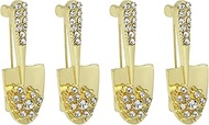 4PCS Sparkling Rhinestones Gold Alloy Shovel Brooch Pines, Small, Alloy Steel, no gemstone