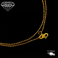 SMS DEEN Biji Sawi Chain, ±3.2GM - Gold 916 Emas - Rantai Leher-Biji Sawi (Info: L:±44CM - 3.26GM)