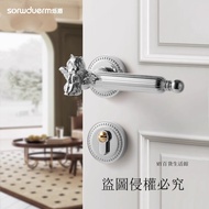 Silver Angel French Indoor Bedroom Door Lock Split Lock Magnetic Suction Door Lock Mute Timber Door Lock Door Handle