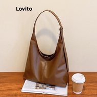 RR-Lovito Casual Shoulder Tote Bag Plain Shoulder Tote Bag for Women LFA57091