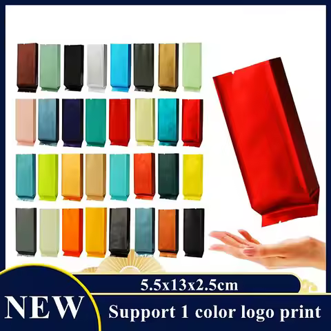 50~300PCS 5.5x13x2.5cm Open Top Color Foil Side Gussets Bag Heat Sealing Coffee Beans Tea Spice Cere