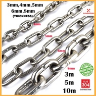 6MM & 8MM SUS304 STAINLESS STEEL CHAIN RANTAI ( 3.0M,5.0M,10M )