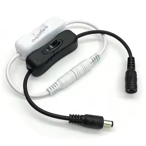 LED Strip Connector Wire 12V DC Power Cale With Switch ON/OFF 5.5 2.1mm Female Male Jack 22/20AWG Ca