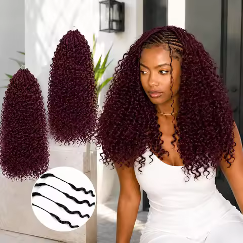 99J Burgundy Small Spirals Curly Feather Crochet Human Hair Miracle Knots Kinky Curly Pre Separated 