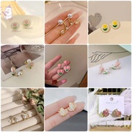 Tulip Flower Pearl Earrings Advanced Sense Elegant Temperament Exquisite Earrings Set E