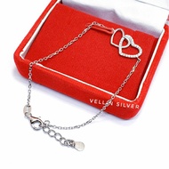925 Silver Love Bracelet with White Gold Plating - Authentic 925 Silver Bracelet