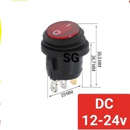 3pin Rocker switch [ DC 12-24v light ] 20mm Round Waterproof