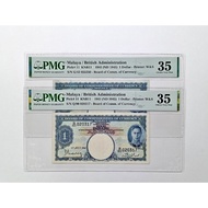 Grading PMG 35 Malaya British Administration King George VI 1 Dollar 1941-1945 Years