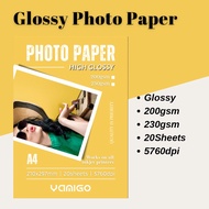 Premium Glossy A4 Photo Paper Waterproof 200gsm 230gsm - 20sheets
