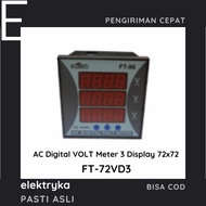 FORT Digital Volt Meter AC 3 display 72x72 FT-72VD3