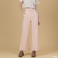 Fond - กางเกงขายาว ขาบาน เอวสูง กระเป๋าข้าง U00