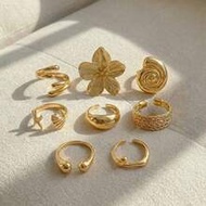 8pcs/Set Vintage Smooth Plain Rings, Bohemian Starfish Personalized Rings, Fashion Rings