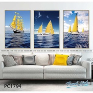 Set of 3 canvas paintings of sails and seas