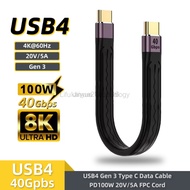 1PCS USB 4.0 Gen3 40Gbps Data Cable PD 100W 5A Fast Charging Type C to USB C Thunderbolt 3/4 4K@60Hz