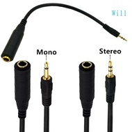 Will 6 35mm 1 4 Female to 3 5mm 1 8 Male Plugs Mono Stereo  Extension Cable 30cm