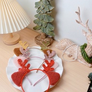 Christmas Headband Deer Antlers And 3-Color Wool Ears