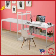 Cassa MAPSIM 7 Feet (215cm) Long Office Table Study Table Desk with Book Shelf 3 Tier