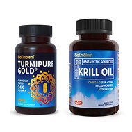 BioEmblem Antarctic Krill Oil Supplement Turmeric Curcumin with Clinically Studied TurmiPure