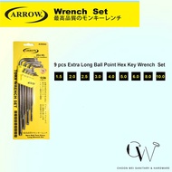 [CW] [READY STOCK] ARROW 9 PCS EXTRA LONG BALL POINT HEX KEY WRENCH SET (1.5/2.0/2.5/3.0/4.0/5.0/6.0