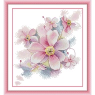 Joy Sunday Stamped Cross Stitch Ktis DMC Threads Cross Stitch Set DIY Needlework Embroidery Kit-Elegant Peach Blossom