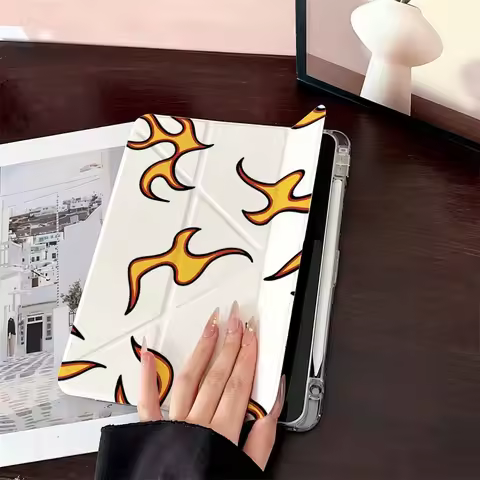 Yellow Flame For Samsung Galaxy Tab A8 A9 A11 S6 S7 S8 S9 S10 FE Plus Lite Protective With Pen Slot 