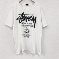 Stussy 短袖印花 T 卹，白色，M 碼，古著。
