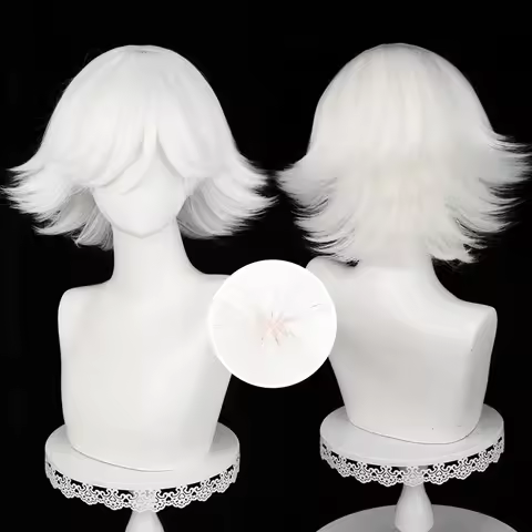 Anime Mi Zu Ki Cosplay Wig 33cm Short Pure White Wig Cosplay Anime Cosplay Wigs Heat Resistant Synth