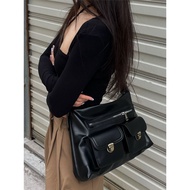Retro Messenger Bag Preppy Style Handsome Large-Capacity Tote Shoulder Messenger Bag Commuter Bag