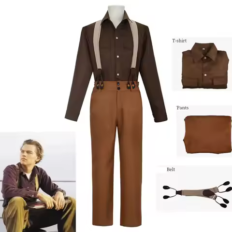Movie Titanic Jack Dawson Cosplay Cost Itfit Shirt Pants Halloween Party Outfits Suit Pants Hallowee