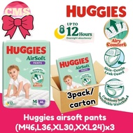HUGGIES AIR SOFT PANTS (M46,L36,XL30,XXL24) X 3Packs