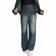Seluar Bootcut Woman Vintage Jeans High Waist Loose Flare Denim Jean 90s Style Perempuan Baggy Pants