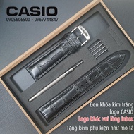 Dây đeo đồng hồ CASIO MTP1375 1374 1183 1303 1370 da bò dập vân cá sấu không hút mồ hôi hộp gỗ tặng 