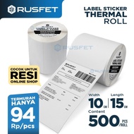 Label Thermal Stiker Thermal Roll 100x150mm 500 pcs Rusfet Satuan