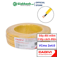 Dây Điện Đôi Mềm Oval Dẹp 2 Lớp Cách Điện Cadivi VCmo 2x4.0 mm2