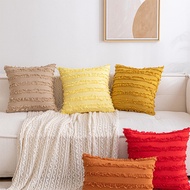 [Ready Stock] Pillow Case with Tassel Striped Decorative Cushion Covers Square Pillow Shams Pillow C