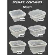 Square 50pcs- SQ250 SQ350 SQ450 SQ550 SQ650 SQ750 Small Container With Lid /Microwave Food Conatiner