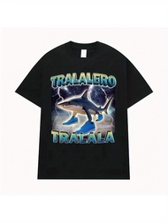Tralalero Tralala Funny Shark Meme T-Shirt - Gothic Vintage Oversized Unisex Tee With Lighing Bolt G