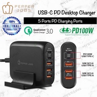 Pepper Jobs PD10000 Power Delivery 100W & QC3.0 Type-C & USB Desktop Charger (UK Plug) for Type-C La