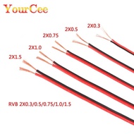 【♘COD Free Cas♘】 fka5 1 Meter Rvb Cable Electrico Copper Rubber Led Wire Red Black 2pin Insulated Extend Cord Car Audio Cable Speaker Wire Cable Pvc