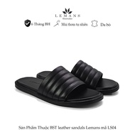 LS04 - Dép quai ngang da bò LEMANS đế cao su có mùi thơm thiết kế quai da 3 lớp trẻ trung chính hãng