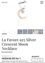 ( Gift/Self-use) $445 La Favore 925 Silver Crescent Moon Necklace
