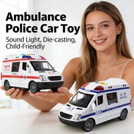 Boy Car Car Model Simulation Sound Effect Police Car Light Ambulance 120 Ambulance Car die-casting
