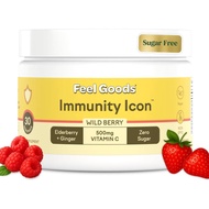 Feel Good Immune Icon, Vitamin C Immune Support Powder Pack-500mg Vitamin C, Elderberry, Turmeric, T