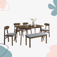 Wonderful RAFFLE Dining Table Set / Meja Makan 4 chair 1 bench chair / Table for 4 seater 6 seater /