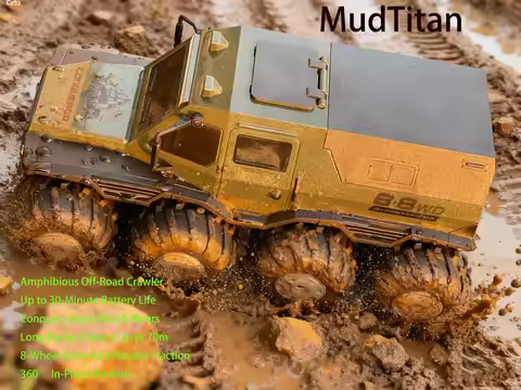 8-Wheel All-Terrain RC Monster Truck | 70m Range | Drives on Land & Water | 50 Min Play | Amphibious