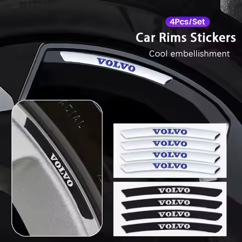 4Pcs Metal Wheel Hub Rim Stickers Decals For Volvo XC60 XC90 S60 V60 XC40 C40 S90 V90 V40 XC70 Car E